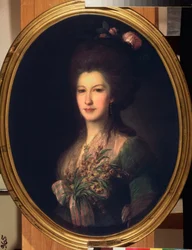 Porträtt av grevinnan Elisabeth Santi. Målning av Fjodor (Fedor eller Fiodor) Stepanovich Rokotov (1735-1808), olja på duk