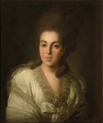 Porträtt av grevinnan Anna Alexandrovna Golitsyna 1739-1816, född friherrinnan Stroganova, 1777