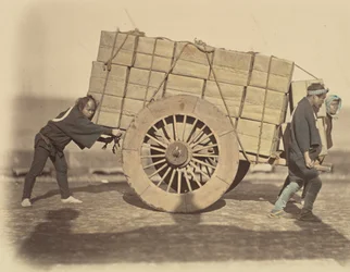Shariki, eller Cart-Pushing Coolies, ca. 1860.