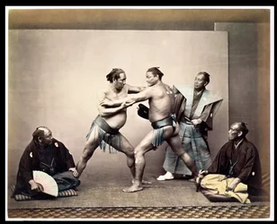 Sumobrottare, ca 1870-80 (albumintryck)