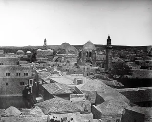 Vy över den heliga gravens kyrka och Hiskias bassäng, Jerusalem, 1857