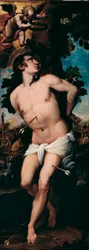 S:t Sebastians martyrskap Målning av Felice Riccio dit Brusasorzi (1539-1605) Privat samling från 1500-talet