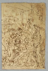 Tillbedjan av herdarna; Bågvinkel St Michael efter Raphael; S:t Margarit efter Rafael; Aloof de Wignancourt av Caravaggio; Putti; Studie av syndafloden; Verso: Disposition efter Volterra; S:ta Cecilia efter Rafael; Del av Henrik IV:s äktenskap med...