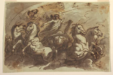 Apollo Driving the Chariot of the Sun, för Sala di Apollo e Diana, Palazzo Bianchetti, Bologna