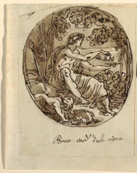 Bacchus, Design för välvt tak, Sala dei Legislatori, Palazzo Conti-Sinibaldi, Faenza