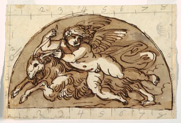 Stenbocken, Lunett för taket i Sala Ottagonale, Palazzo Milzetti, Faenza