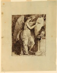 Teckning, En bevingad segrare med årtalet 1805 på en sköld, 1805
