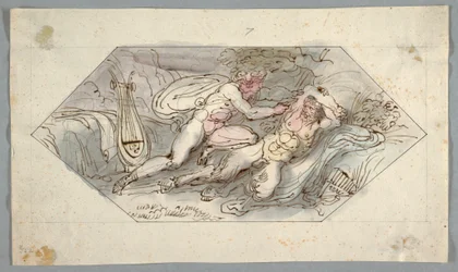 Teckning, Apollo flår Marsyas, 1796-98