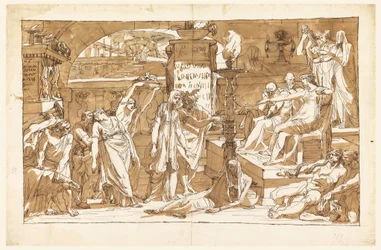 Teckning, Hades; Persefone i underjorden (offergåva till Proserpine), ca 1820