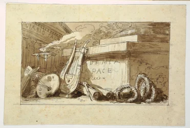 Ritning, Monument för en Accademia della Pace, 1810-20