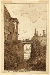 Ritning, Villa Farnese: i Caprarolas vallgrav, ca 1813