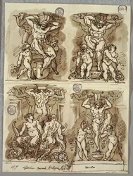 Fyra hermer, studier efter Carracci