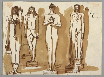 Fyra statyer i egyptisk stil
