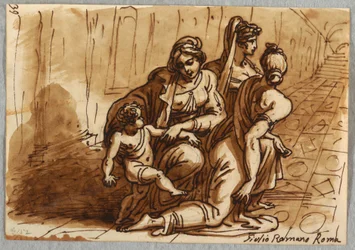 Grupp av figurer, studie till Donationen, efter Giulio Romano