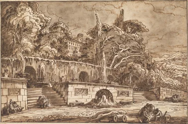 Landskapscapriccio med Villa d