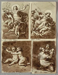 Lunett med St. Peter och St. Paul med St. Matteus och profeten Jesaja, Studera efter Sebastiano del Piombo