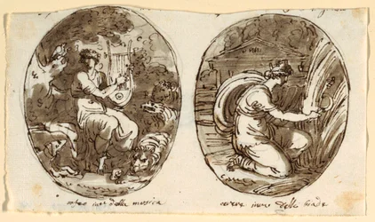 Orpheus, Ceres, Design för välvt tak, Sala dei Legislatori, Palazzo Conti-Sinibaldi, Faenza