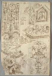 Sex dekorativa studier; Verso, anatomiska studier