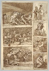 Skissboksida: Studier efter målningar i Ferrara, Rom, Bologna, Mantua efter konstnärerna Tibaldi, Raphael, Andrea del Sarto och Polidoro; Verso: Fågelskelett och hästhuvud