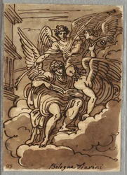St Paul i molnen med änglar och palmer