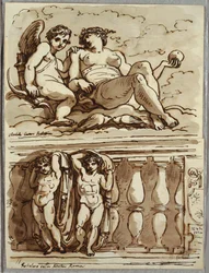 Venus och Amor, Studie efter Annibale Carracci