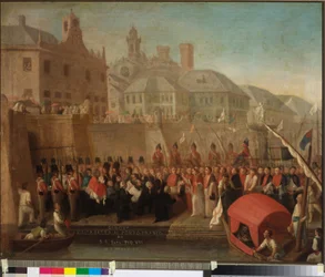 Besök i frihamnen i Genua av H.S. Påven Pius VII, ca 1818 (olja på duk)