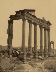 Kolonnaden och resterna av templet i Palmyra, Syrien