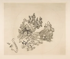 Dekoration för en tallrik: A Stream, 1870.