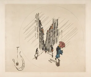 Dekoration för en tallrik: Regn, 1870.