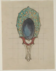 Design för en handspegel, ca. 1900-1902.