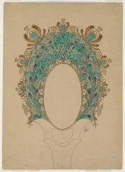 Design för en handspegel, ca. 1900-1902.