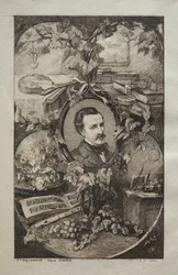 Frontispice för "New Works of Champfleury, The Friends of Nature:" Porträtt av Champfleury, efter Gustave Courbet
