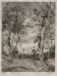 Landskap, eller Den vita hästen, efter Corot