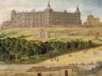Utsikt över Alcazar i Madrid