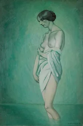 Badare i profil, effekt av grönt och rosa, 1918