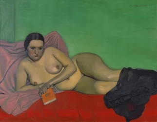 Naken kvinna som håller i en bok, 1924.