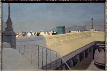 Pont Neuf i Paris Målning av Felix Vallotton (1865-1925) 1901 Sön. 0,38x0,57 m Winterthur. Konstmuseum