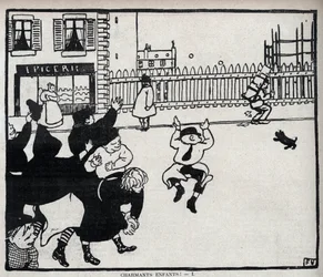 Underbara barn! (hej glasmästare...) teckning av Felix Vallotton (1865-1925) i "Le rire" från 1898 - Privat samling