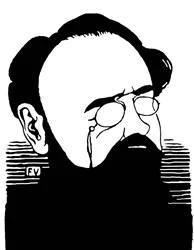 Porträtt av Emile Zola (1840-1902), fransk författare. Gravyr av Felix Edouard Vallotton (1865-1925)