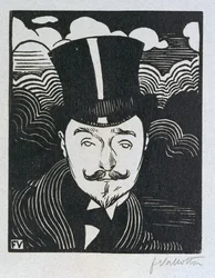 Porträtt av Romain Coolus (1865-1952) (träsnitt)