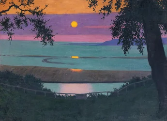 Sunset At Grace, Orange And Violet Sky, 1918.