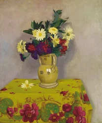 Gula prästkragar och olika blommor, 1911