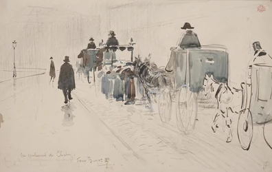 Au Boulevard de Clichy (penna och akvarell på papper)