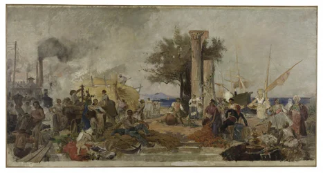 Skiss till kupolen på Bourse du Commerce i Paris: Kommersiell verksamhet i Europa, ca 1889 (olja på duk)