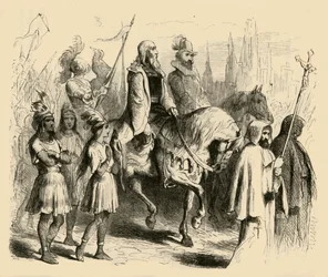Columbus och hans tåg på väg in i Barcelona, 1877.