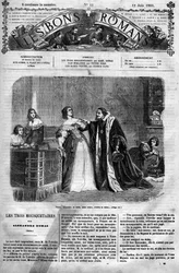 Romersk följetong: "De tre musketörerna" av Alexandre Dumas (1802-1870). Misstänkt för otrohet av sin man, Ludvig XIII, måste drottning Anne av Österrike (1601-1666) överlämna ett brev till kanslern som hon påstås ha skrivit till hertigen av Buckingham, he