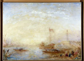 Utsikt över Venedig och Bucentaur (Bucentoro)