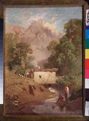Paysage de Crimeae (Krimlandskap) - Peinture de Fyodor Vasilyev (Feodor Alexandrovich, Fyodor Alexandrovitch Vassiliev (1850-1873), huile sur toile