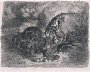 Cheval sauvage terrassé par un tigre (Wild Horse Felled by a Tiger)