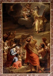 Moses stiger ner från berget Sinai med de tio budorden